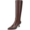 Rich Pecan Leather Wide Calf