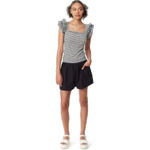 imageCircus NY Womens Anisa Ruffled Knit Tank TopBlack  White Gingham