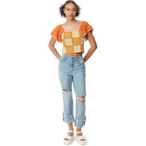 imageCircus NY Womens Crochet Short Sleeve Crop TopTopaz