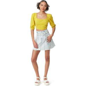 imageCircus NY Womens Smocked Back Puff Short Sleeve Crop TopMango Mint