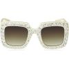 imageCircus NY by Sam Edelman Womens Cc439 Bling Oversized Square Sunglasses with Uv400 ProtectionTrendy Gifts for Her 51mmWhite