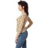 imageCircus NY Womens Imogen Ruched Long Sleeve Knit TopMarshmallow  Textured Leopard