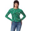 imageCircus NY Womens Imogen Ruched Long Sleeve Knit TopPainter Leopard  Pepper Green