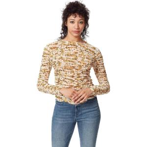 imageCircus NY Womens Imogen Ruched Long Sleeve Knit TopMarshmallow  Textured Leopard