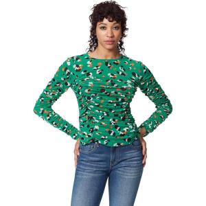imageCircus NY Womens Imogen Ruched Long Sleeve Knit TopPainter Leopard  Pepper Green