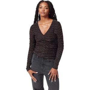 image:imageCircus NY Womens Minty Allover Ruched Long Sleeve Knit TopAnthracite  Multi Lurex Stripe