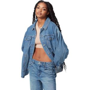 image:imageCircus NY Womens Oversize Button Down Denim Trucker Jacket Fortune Teller