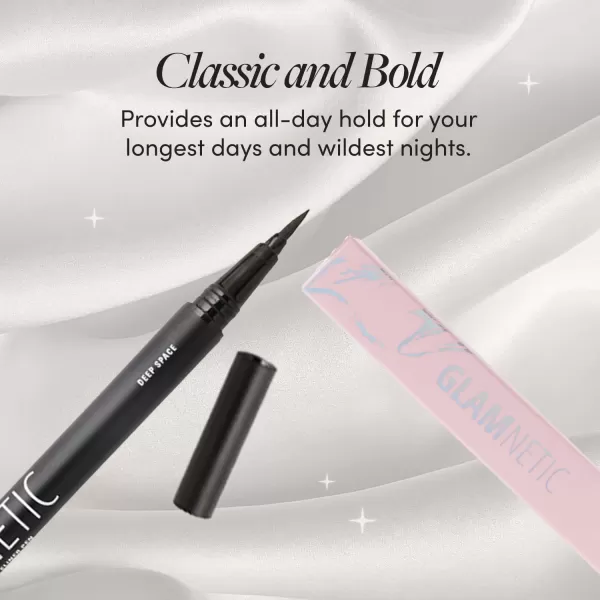 Glamnetic Felt Tip Magnetic Eyeliner - Deep Space 0.025 fl oz | Soo Future! Black Waterproof Liquid Liner, All-Day Hold for Magnetic Eyelashes, Sweatproof, Paraben-Free