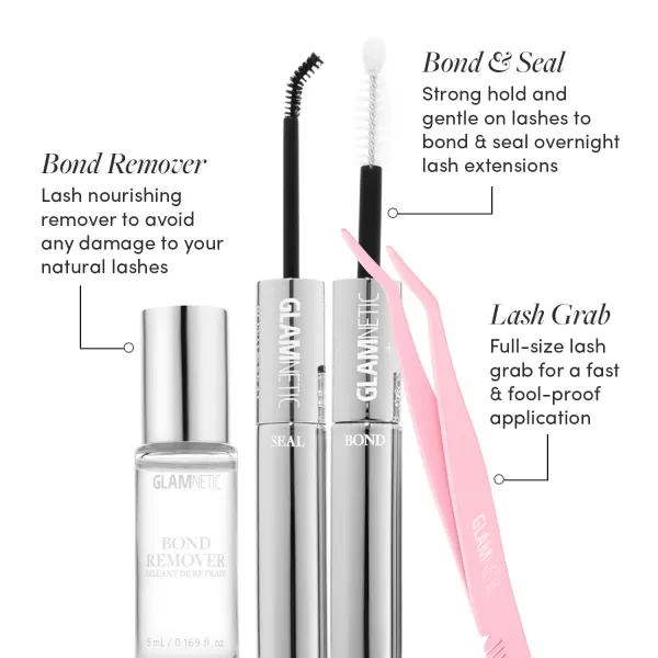 Glamnetic Lash Extension Kit | AM to PM | Professional At Home False Eyelash Extension Kit | Salon-Quality, High Volume, Faux Mink Lashes