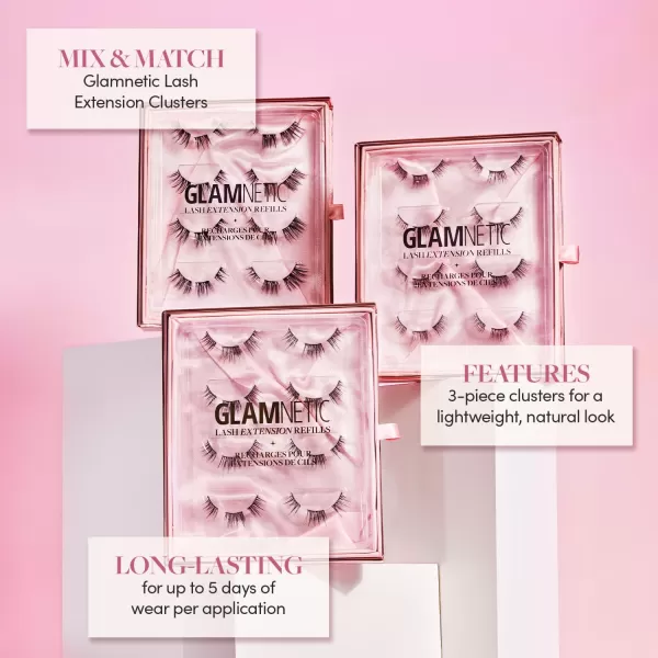 Glamnetic Lash Extension Kit Refill | Lucky Lash Clusters | Professional At Home False Eyelash Extension Kit | Salon-Quality, High Volume, Faux Mink Lashes