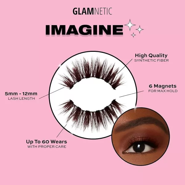 Glamnetic Magnetic Eyelashes - Imagine | Brown Lashes Short Magnetic Lashes, 60 Wears Reusable Natural Eyelashes Wispy Cute Natural Look, Brown Eyelash - 1 Pair