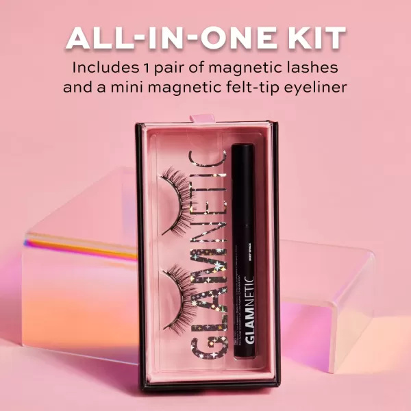 Glamnetic Magnetic Eyelashes Lash Kit | Virgo + Magnetic Eyeliner Pen Lashes Pack, Dramatic Long Eyelash Kit, Reusable up to 60 times - 1 pair + liner