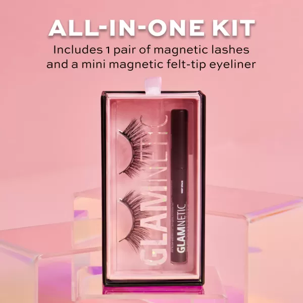 Glamnetic Magnetic Eyelashes Lash Kit | Virgo + Magnetic Eyeliner Pen Lashes Pack, Dramatic Long Eyelash Kit, Reusable up to 60 times - 1 pair + liner
