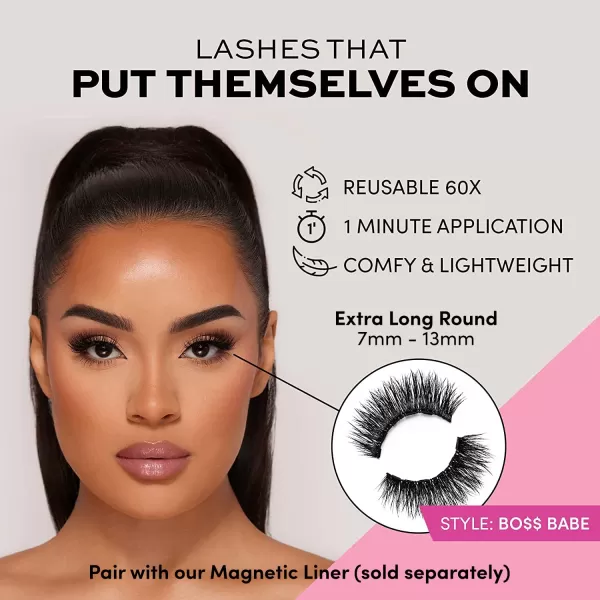 Glamnetic Magnetic Eyelashes - VIP | Long Magnetic Lashes, 60 Wears Reusable High Volume Faux Mink Lashes, Dramatic, Round - 1 Pair
