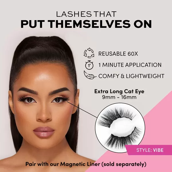 Glamnetic Magnetic Eyelashes - VIP | Long Magnetic Lashes, 60 Wears Reusable High Volume Faux Mink Lashes, Dramatic, Round - 1 Pair