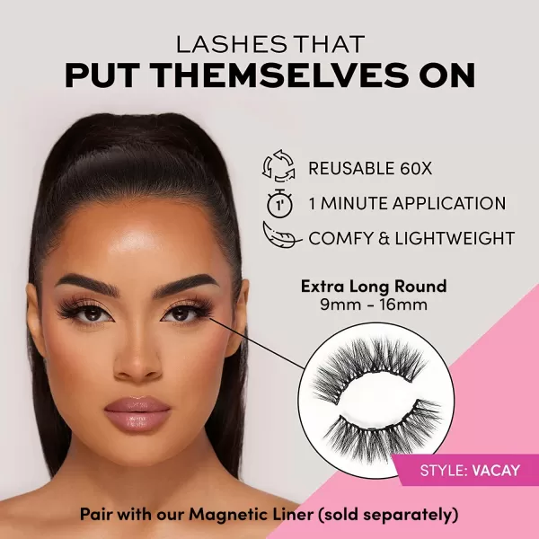 Glamnetic Magnetic Eyelashes - VIP | Long Magnetic Lashes, 60 Wears Reusable High Volume Faux Mink Lashes, Dramatic, Round - 1 Pair