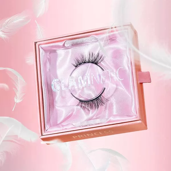 Glamnetic Magnetic Half Lashes - Princess | Natural Looking Half Lash Set, Short Cat Eye Flared, 6-Magnet Band, Reusable Eyelashes Small Eyes, Up to 60 Wears - 1 Pair