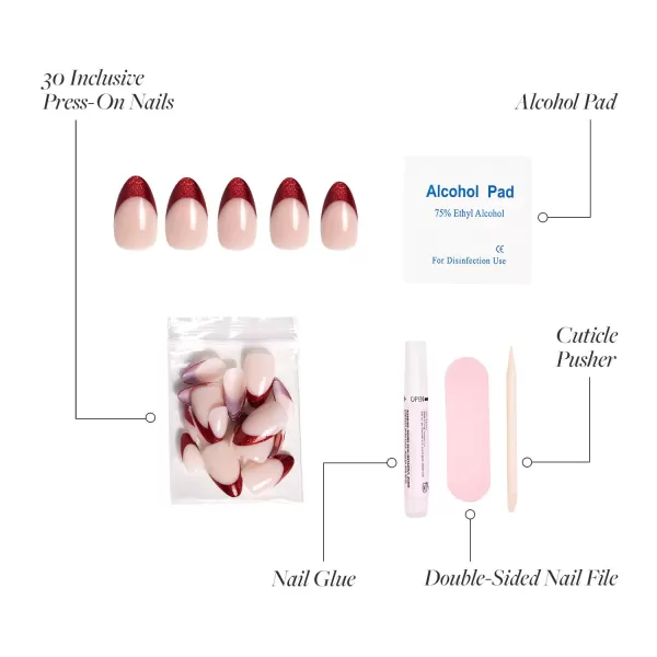 Glamnetic Press On Nails - Baby Blues | Short Almond, Pastel Blue Nails with a Mesmerizing Metallic Finish | 15 Sizes - 30 Nail Kit with Glue
