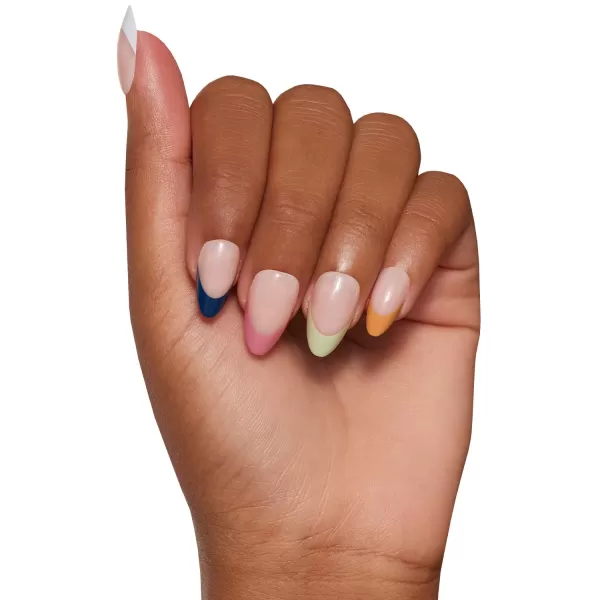 Glamnetic Press On Nails - Baby Blues | Short Almond, Pastel Blue Nails with a Mesmerizing Metallic Finish | 15 Sizes - 30 Nail Kit with Glue