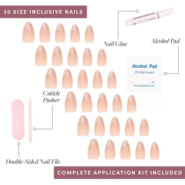 Glamnetic Press On Nails - Baby Blues | Short Almond, Pastel Blue Nails with a Mesmerizing Metallic Finish | 15 Sizes - 30 Nail Kit with Glue