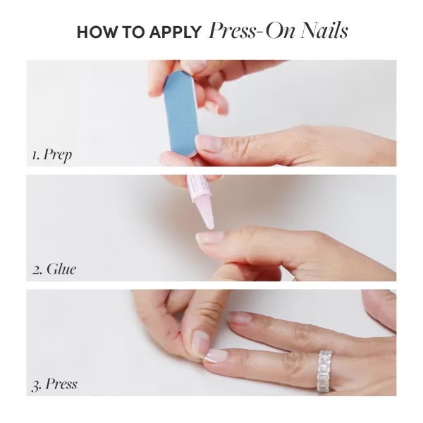 Glamnetic Press On Nails - Baby Blues | Short Almond, Pastel Blue Nails with a Mesmerizing Metallic Finish | 15 Sizes - 30 Nail Kit with Glue