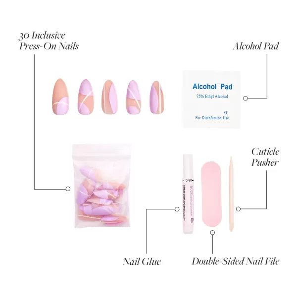 Glamnetic Press On Nails - Baby Blues | Short Almond, Pastel Blue Nails with a Mesmerizing Metallic Finish | 15 Sizes - 30 Nail Kit with Glue