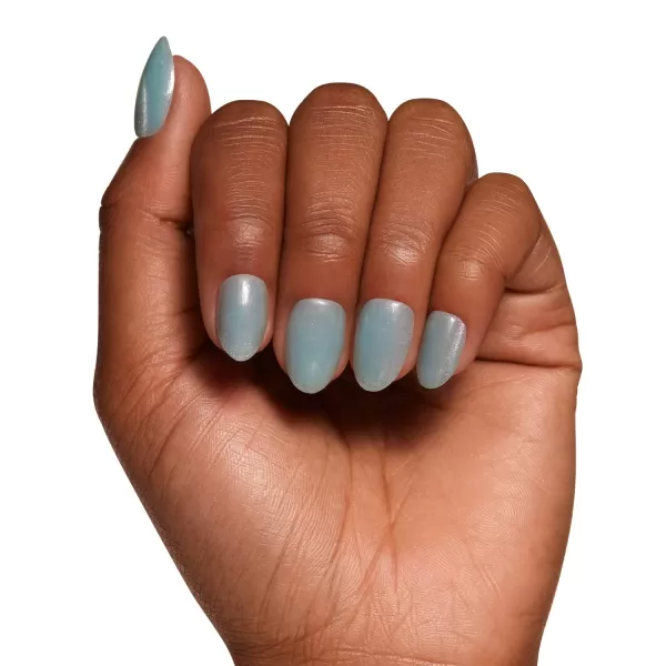 Glamnetic Press On Nails - Baby Blues | Short Almond, Pastel Blue Nails with a Mesmerizing Metallic Finish | 15 Sizes - 30 Nail Kit with Glue