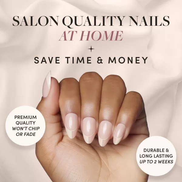 Glamnetic Press On Nails - Baby Blues | Short Almond, Pastel Blue Nails with a Mesmerizing Metallic Finish | 15 Sizes - 30 Nail Kit with Glue