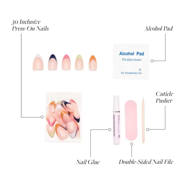 Glamnetic Press On Nails - Baby Blues | Short Almond, Pastel Blue Nails with a Mesmerizing Metallic Finish | 15 Sizes - 30 Nail Kit with Glue