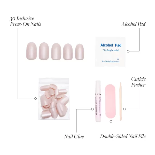 Glamnetic Press On Nails - Baby Blues | Short Almond, Pastel Blue Nails with a Mesmerizing Metallic Finish | 15 Sizes - 30 Nail Kit with Glue