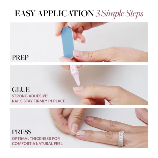 Glamnetic Press On Nails - Baby Blues | Short Almond, Pastel Blue Nails with a Mesmerizing Metallic Finish | 15 Sizes - 30 Nail Kit with Glue
