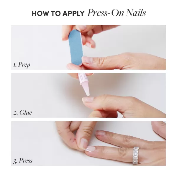 Glamnetic Press On Nails - Baby Blues | Short Almond, Pastel Blue Nails with a Mesmerizing Metallic Finish | 15 Sizes - 30 Nail Kit with Glue