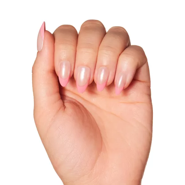 Glamnetic Press On Nails - Bubble Gum Glaze | Short Almond Pink French Tip Nails with a Glaze Finish | 15 Sizes - 30 Nail Kit with Glue