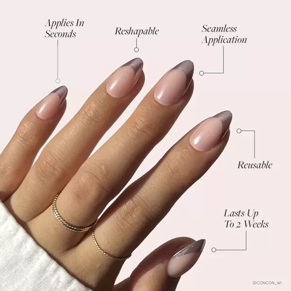 Glamnetic Press On Nails - Bubble Gum Glaze | Short Almond Pink French Tip Nails with a Glaze Finish | 15 Sizes - 30 Nail Kit with Glue