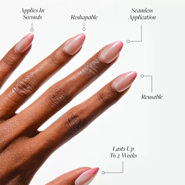 Glamnetic Press On Nails - Bubble Gum Glaze | Short Almond Pink French Tip Nails with a Glaze Finish | 15 Sizes - 30 Nail Kit with Glue