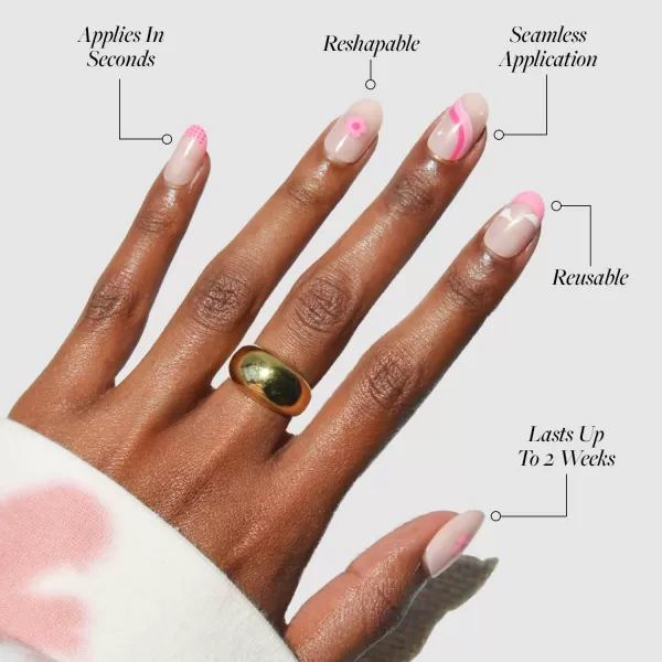 Glamnetic Press On Nails - Bubble Gum Glaze | Short Almond Pink French Tip Nails with a Glaze Finish | 15 Sizes - 30 Nail Kit with Glue