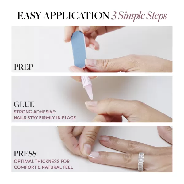 Glamnetic Press On Nails - Bubble Gum Glaze | Short Almond Pink French Tip Nails with a Glaze Finish | 15 Sizes - 30 Nail Kit with Glue