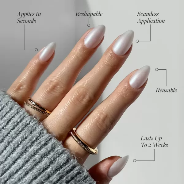 Glamnetic Press On Nails - Bubble Gum Glaze | Short Almond Pink French Tip Nails with a Glaze Finish | 15 Sizes - 30 Nail Kit with Glue