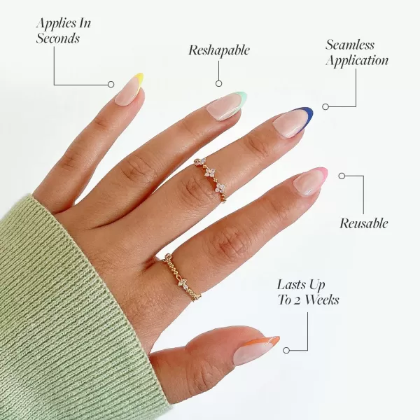 Glamnetic Press On Nails - Bubble Gum Glaze | Short Almond Pink French Tip Nails with a Glaze Finish | 15 Sizes - 30 Nail Kit with Glue