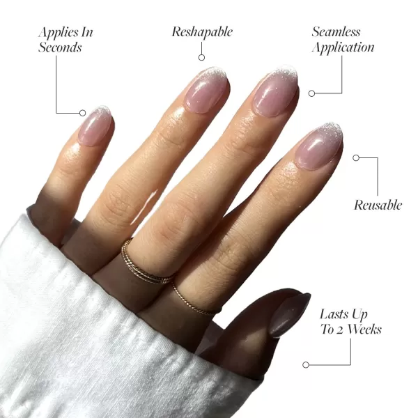 Glamnetic Press On Nails - Bubble Gum Glaze | Short Almond Pink French Tip Nails with a Glaze Finish | 15 Sizes - 30 Nail Kit with Glue