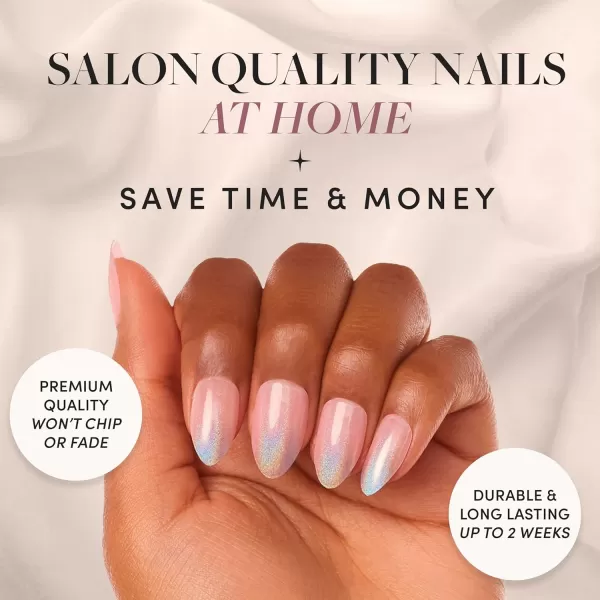Glamnetic Press On Nails - Bubble Gum Glaze | Short Almond Pink French Tip Nails with a Glaze Finish | 15 Sizes - 30 Nail Kit with Glue