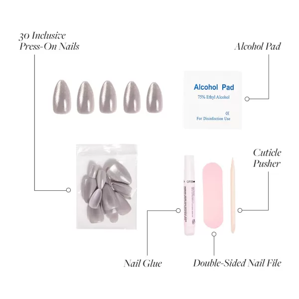 Glamnetic Press On Nails - Bubble Gum Glaze | Short Almond Pink French Tip Nails with a Glaze Finish | 15 Sizes - 30 Nail Kit with Glue