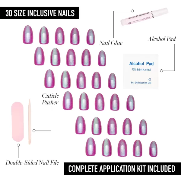 Glamnetic Press On Nails - Bubble Gum Glaze | Short Almond Pink French Tip Nails with a Glaze Finish | 15 Sizes - 30 Nail Kit with Glue