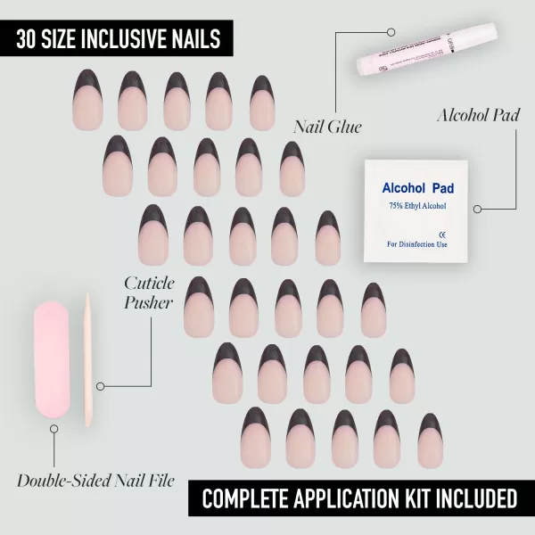 Glamnetic Press On Nails - Bubble Gum Glaze | Short Almond Pink French Tip Nails with a Glaze Finish | 15 Sizes - 30 Nail Kit with Glue