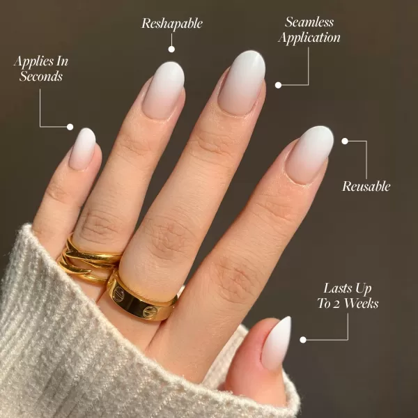 Glamnetic Press On Nails - Bubble Gum Glaze | Short Almond Pink French Tip Nails with a Glaze Finish | 15 Sizes - 30 Nail Kit with Glue