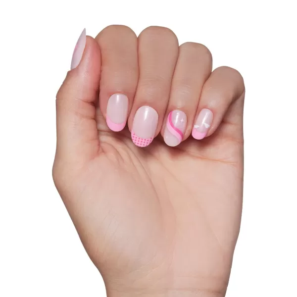 Glamnetic Press On Nails - Bubble Gum Glaze | Short Almond Pink French Tip Nails with a Glaze Finish | 15 Sizes - 30 Nail Kit with Glue