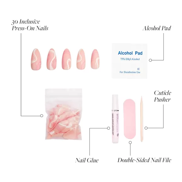 Glamnetic Press On Nails - Bubble Gum Glaze | Short Almond Pink French Tip Nails with a Glaze Finish | 15 Sizes - 30 Nail Kit with Glue