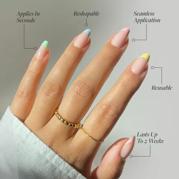 Glamnetic Press On Nails - Bubble Gum Glaze | Short Almond Pink French Tip Nails with a Glaze Finish | 15 Sizes - 30 Nail Kit with Glue