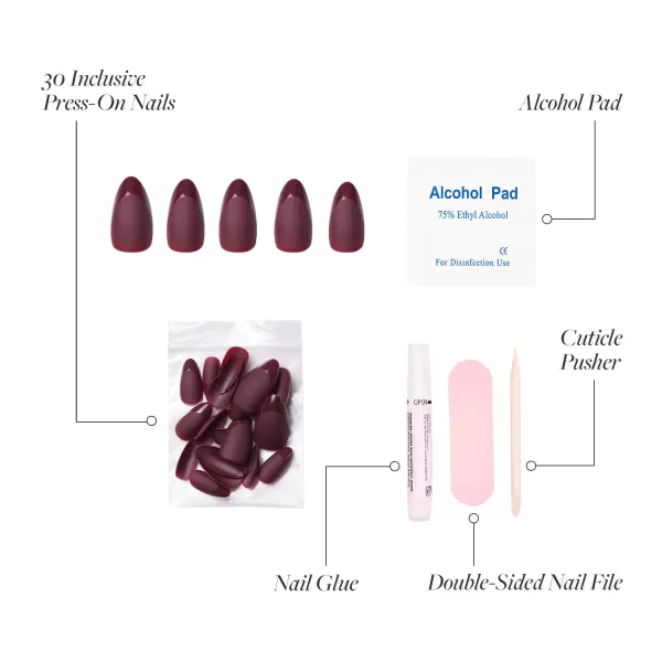 Glamnetic Press On Nails - Bubble Gum Glaze | Short Almond Pink French Tip Nails with a Glaze Finish | 15 Sizes - 30 Nail Kit with Glue