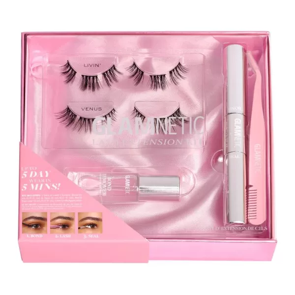 Glamnetic Lash Extension Kit | AM to PM | Professional At Home False Eyelash Extension Kit | Salon-Quality, High Volume, Faux Mink Lashes